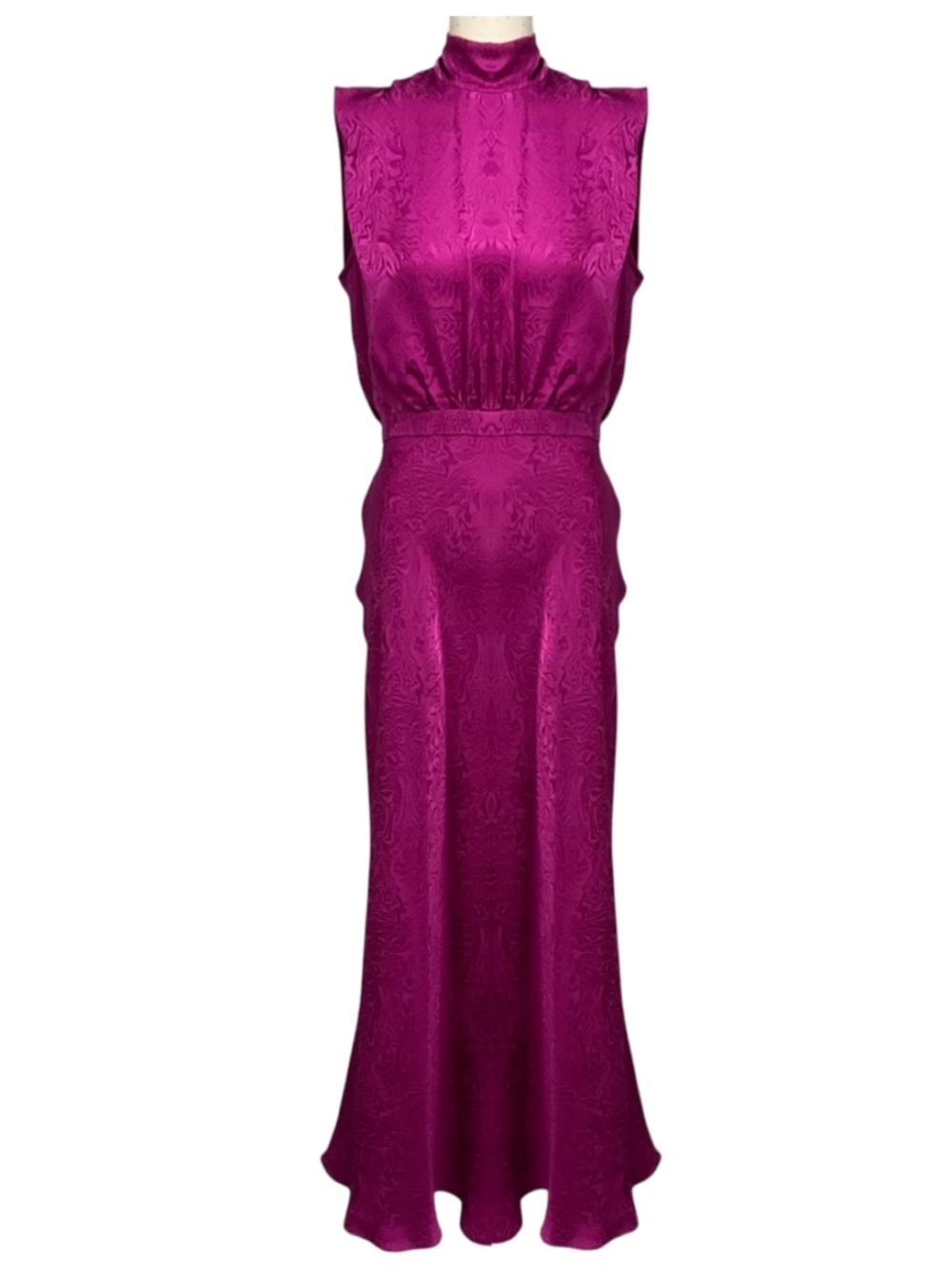 SALONI MAGENTA FLEUR SILK JACQUARD DRESS
